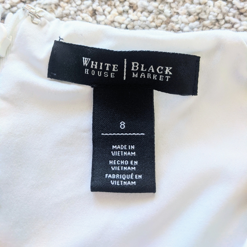 White House Black Market Black, White & Beige Colorblock Sheath Dress - Picture 4 of 8